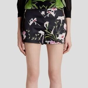 Ted Baker Women's Size 0 Floral Machele Shorts Satin Pink Green Black Gold